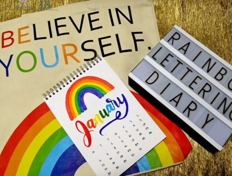 DIY Calendar rainbow with Handlettering